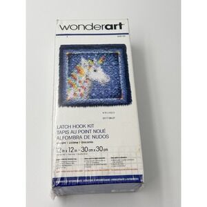 Vintage Wonderart Unicorn Latch Hook Rug Kit 12x12 Sealed Craft Kit